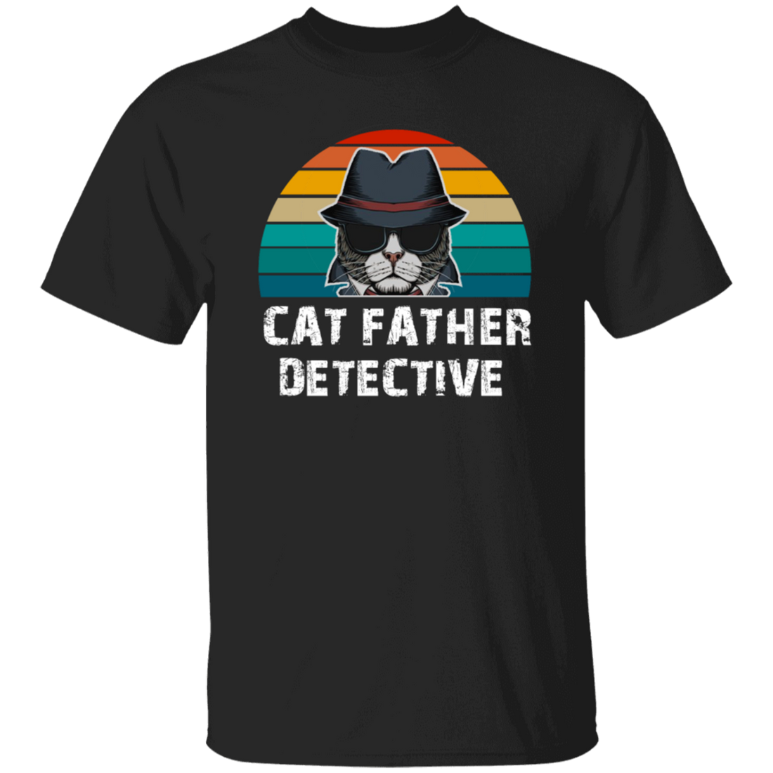 Show off your love of cats with this Cat Father Detective Funny, Cat Lover Tshirt. Made with 100% cotton, this durable tshirt features a funny print on front of a detective-style cat and is perfect for any cat-lover.