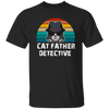 Show off your love of cats with this Cat Father Detective Funny, Cat Lover Tshirt. Made with 100% cotton, this durable tshirt features a funny print on front of a detective-style cat and is perfect for any cat-lover.