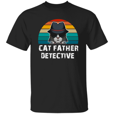 Show off your love of cats with this Cat Father Detective Funny, Cat Lover Tshirt. Made with 100% cotton, this durable tshirt features a funny print on front of a detective-style cat and is perfect for any cat-lover.