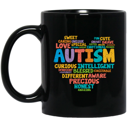 Autism Love Gift, Healing Gift, Heal Autism, Autism Awareness, Retro Gift, Autism Vintage Black Mug