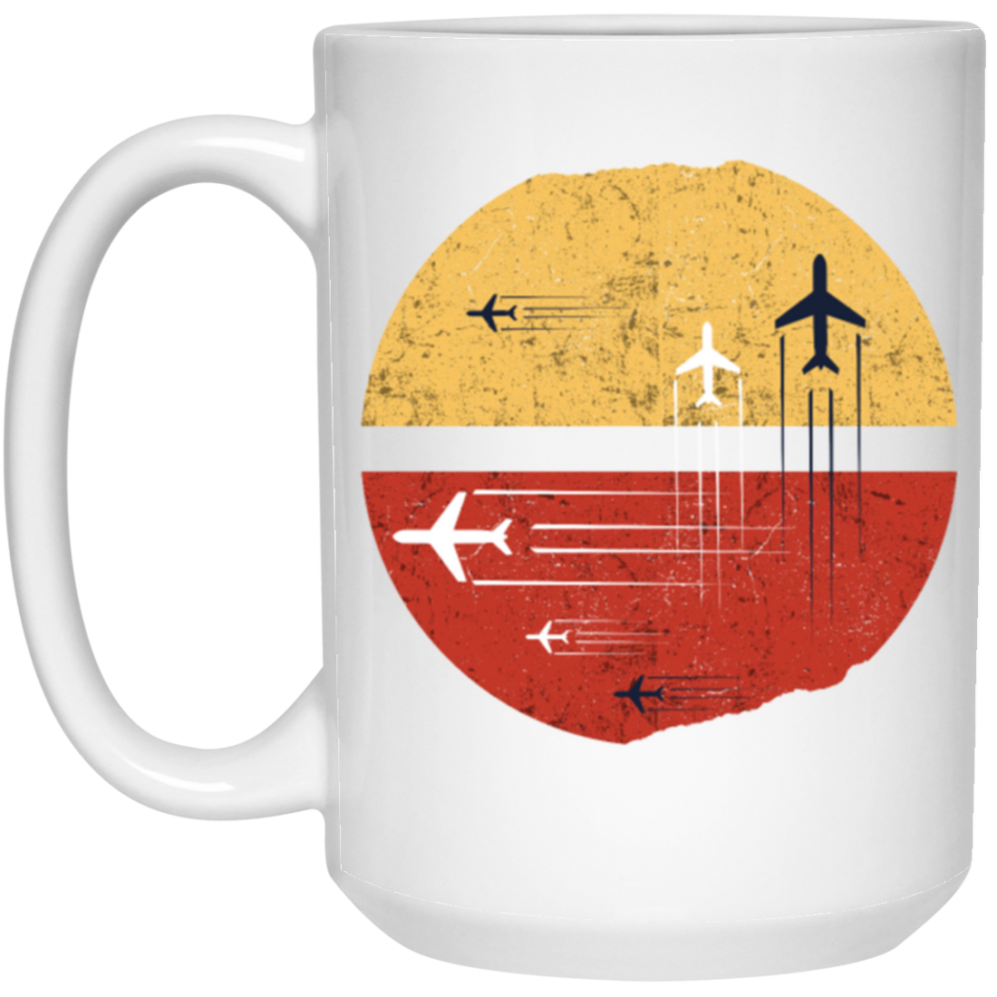 Black And White Aircraft With Circle Jet Fighter Jet Christmas Flying Gift White Mug