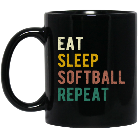 Retro Eat Sleep Softball Repeat Gift