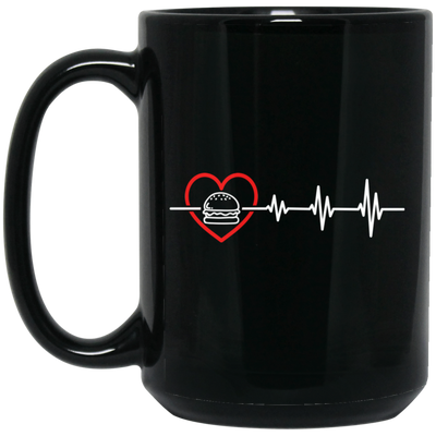 Hamburger Lover, Best Food Is Burger, Burger Heartbeat, Love Burger, Burger And Heartbeat Black Mug