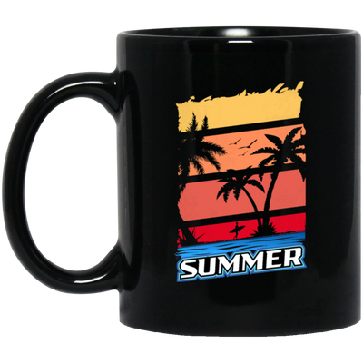 Summer Vibes, Retro Summer, Vintage Summer, Love Summer, Go To Beach Black Mug