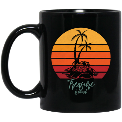 Beautiful Motive In Retro Style Treasure Island - Sunset Vintage Style Black Mug