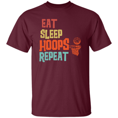 Basketball Gift, Eat Sleep Hoops Repeat Png, Retro Basketball Sport