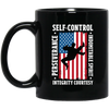 American Taekwondo, Self-Control, Perseverance, Integrity Courtesy, Indomitable Spirit Black Mug