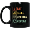 Funny Holiday Travel Eat Sleep Repeat Retro Style