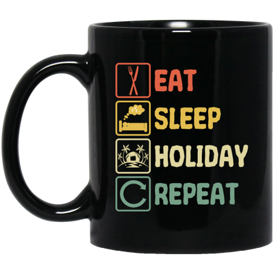 Funny Holiday Travel Eat Sleep Repeat Retro Style