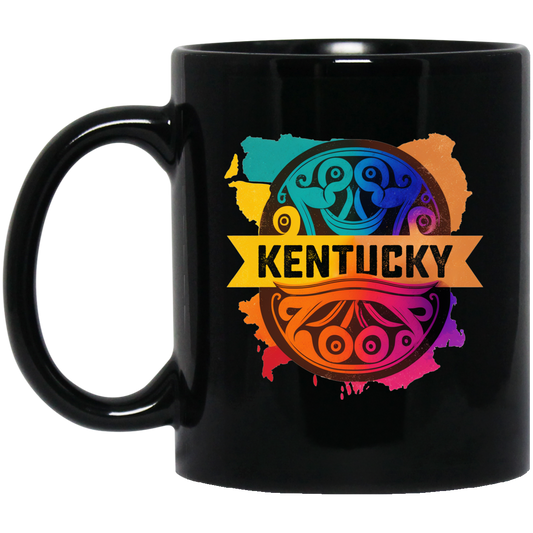 Love Kentucky, Best Of Colorful Gift, Mixed Pattern, Kentuky Lover Black Mug