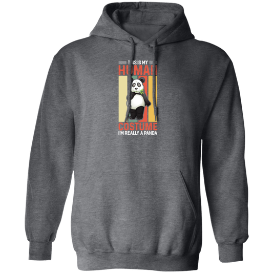 Panda Costume, I Am Really A Panda, This Is My Human, Retro Panda Pullover Hoodie