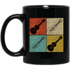 Four Ukulele Great Present For Ukulele Lover Birthday Gift Vintage Black Mug