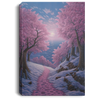 Cherry Blossoms In The Snow, Sakura Street, Pink Flower In Snow Season Canvas