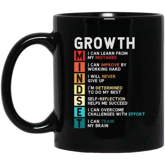 Mindset Gift, Growth Mindset, Retro Mindset Lover, Improve Yourself Black Mug