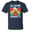 Retro Cat Lover, Cat Eating Spaghetti, Japanese Spaghetti, Love Ramen Unisex T-Shirt