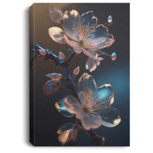 Beautiful Spectral Light, Peach Blossom, Water Drop Reflection Light Canvas