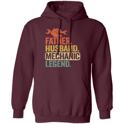 Mechanic Lover, Father Husband Mechanic Legend, Retro Mechanic Pullover Hoodie