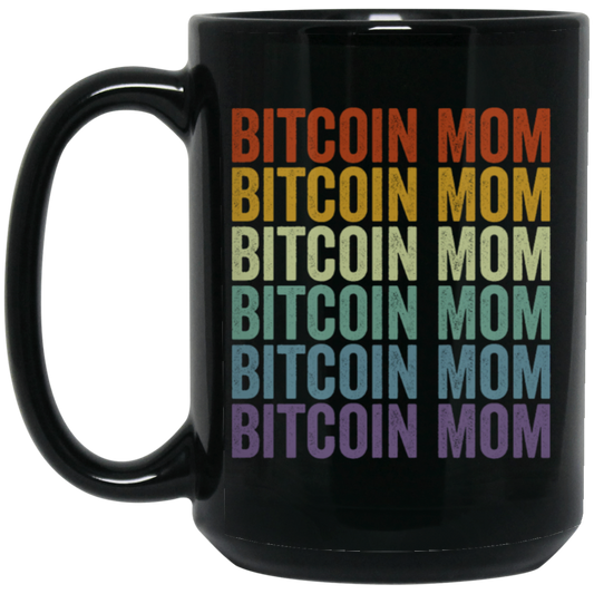 Retro Bitcoin Lover Gift, Bitcoin Vintage Mom Gift, Mommy Love Gift Black Mug