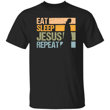 Love Jesus Eat Sleep Jesus Repeat God Faith Christian Retro Gift