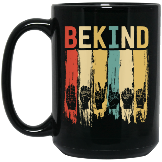 Be Kind Love Gift, Sign Language Gift, Gift For Deaf, Love Sign Language Black Mug