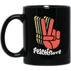 Retro Peace Love 60's 70's Hippie, Vintage Inspired Black Mug