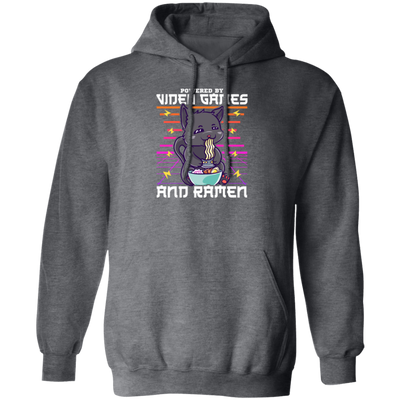 Ramen Anime Cat, Powered By Video Games Pullover Hoodie