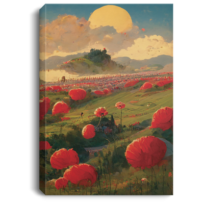 Sunset Hills With A Field Of Poppy, Big Poppies Farm, Meadow Under The Sunset, Poppy Meadow