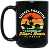 Miami Beach Lover, Surfer Paradise Retro Style, Miami Beach Florida Black Mug