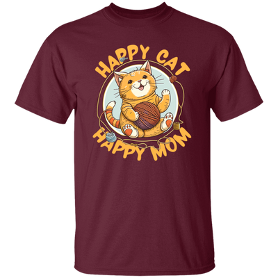 Love Cute Cat, Happy Cat, Happy Mommy, Best Cat Ever, Cat With Ball Of Knitting Wood Unisex T-Shirt