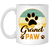 Grand Paw, Grandfather, Grandpa Gift, Retro Grandpa White Mug