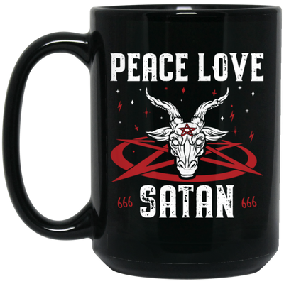 Peace Love Satan, Best Satan Gift, My Gift For Satan, Satan Lover Gift Black Mug