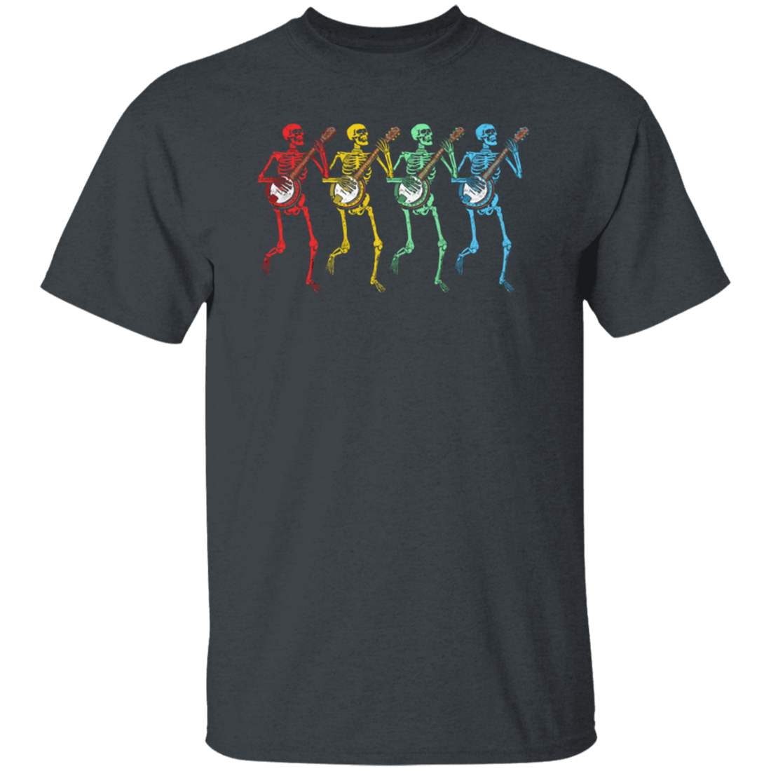 Color Splash, Retro Rainbow Color Dancing Skeletons Banjos