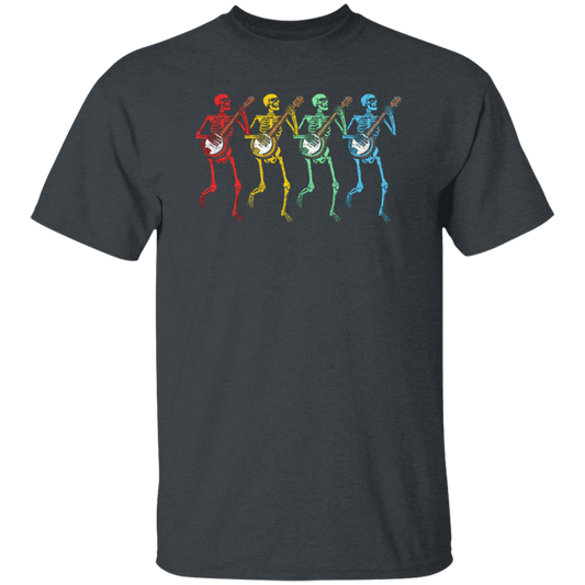 Color Splash, Retro Rainbow Color Dancing Skeletons Banjos