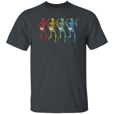 Color Splash, Retro Rainbow Color Dancing Skeletons Banjos