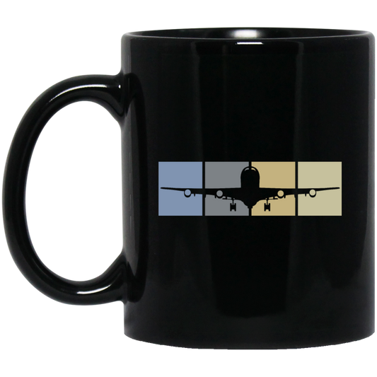 Airbus Vintage Motif Pilot Plane Vintage Color Airplane Gift For Fly Lover Black Mug