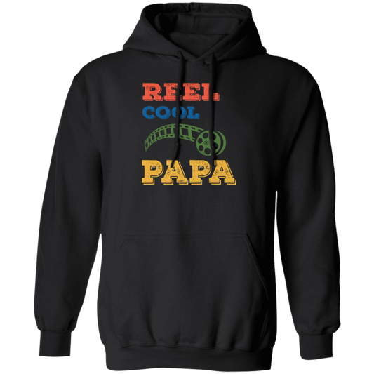 Reel Cool Papa, Dad Gift, Vintage Movie Lover Gift Pullover Hoodie