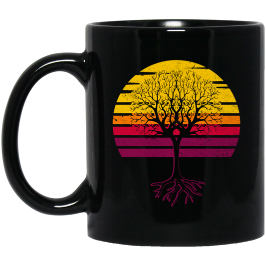 Retro Sun Tree, Earth Day, Arbor Day