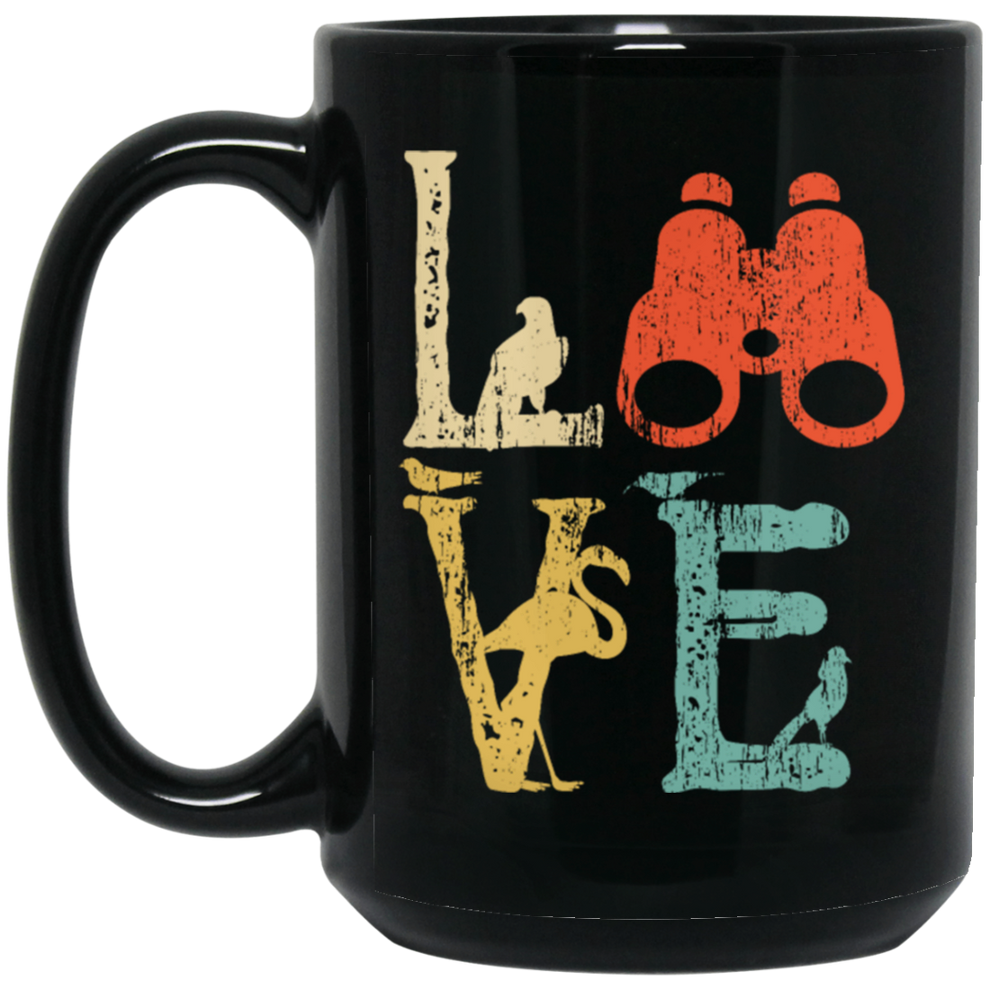 Vintage Birdwatching Bird Watchers, Retro Camera Love Gift Black Mug