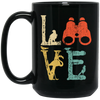 Vintage Birdwatching Bird Watchers, Retro Camera Love Gift Black Mug