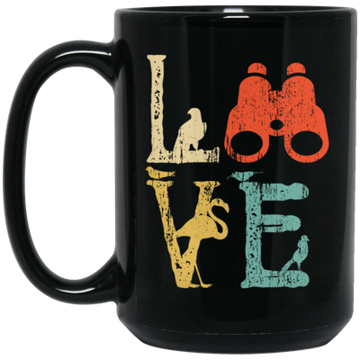 Vintage Birdwatching Bird Watchers, Retro Camera Love Gift Black Mug