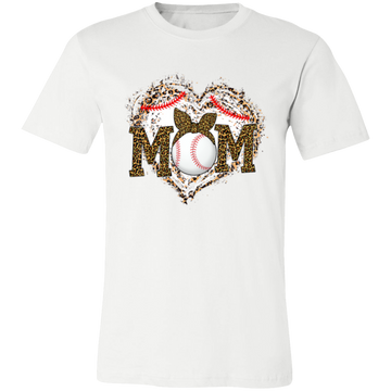 Funny Baseball Mom, Leopard Heart Mom, Ball Sport Lover Gift, Leopard Baseball Unisex Jersey T-Shirt