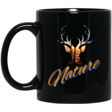 Nature Deer Head Outdoor Forest Sunset Deer Black Mug