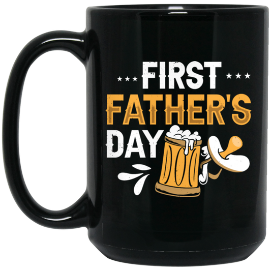 Funny Father, First Father_s Day, Love Beer Gift, Beer For Kid Or Not Black Mug