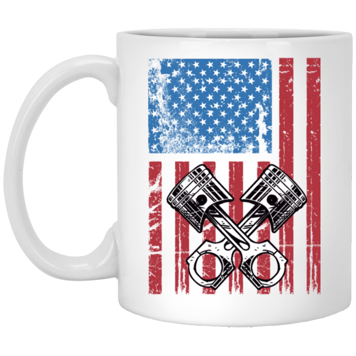 Vintage Patriotic American Flag Piston Muscle Car