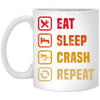 Retro Eat Sleep Crash Repeat - Mountain Biking White Mug