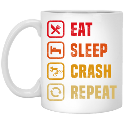 Retro Eat Sleep Crash Repeat - Mountain Biking White Mug