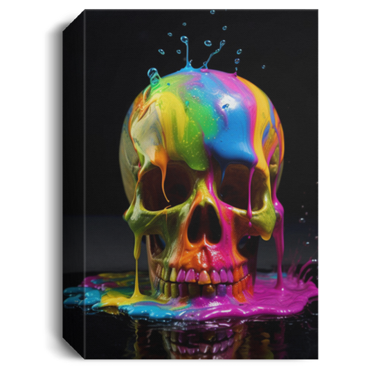 Colorful Splashes Skull, Splashes On Skull, Hypnotic Mesmerizing Canvas