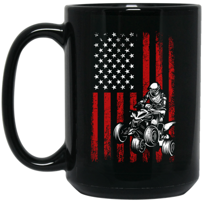 American Flag, Quad Bike Lover, Racing Boy, Gift For American Racing Man Black Mug