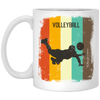 Retro 70s Vintage Volleyball Player Mens Gift Sporty Volleyball Lover White Mug