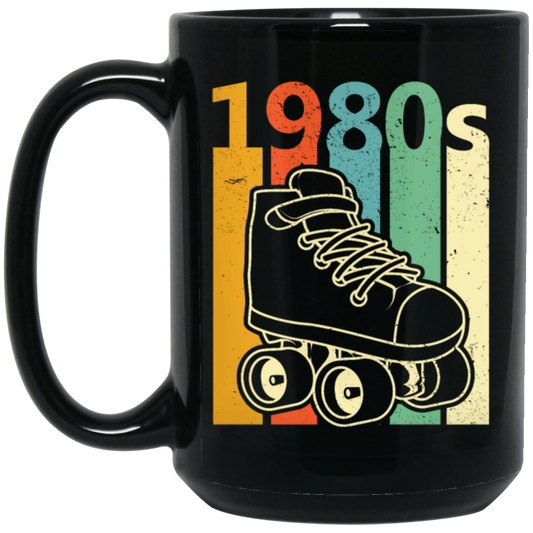 Retro 80s Roller, Vintage Roller Skating, Skate Lover Black Mug